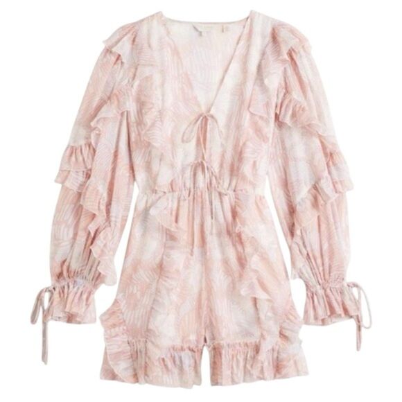 Ted Baker Irvete Soft Ruffle Playsuit Romper Coral NWT Size 0 - Picture 5 of 5